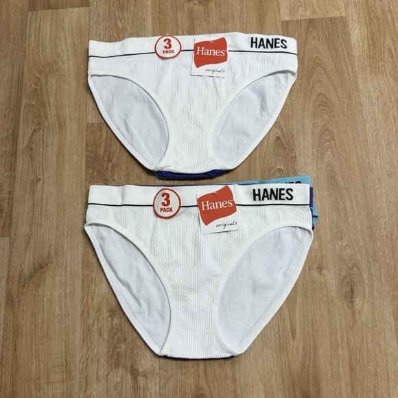 HANES UNDERWEAR 6 PACK MULTICOLOR BIKINI RIBBED STRETCH TAGLESS WOMENS 2XL NEW - Picture 1 of 5